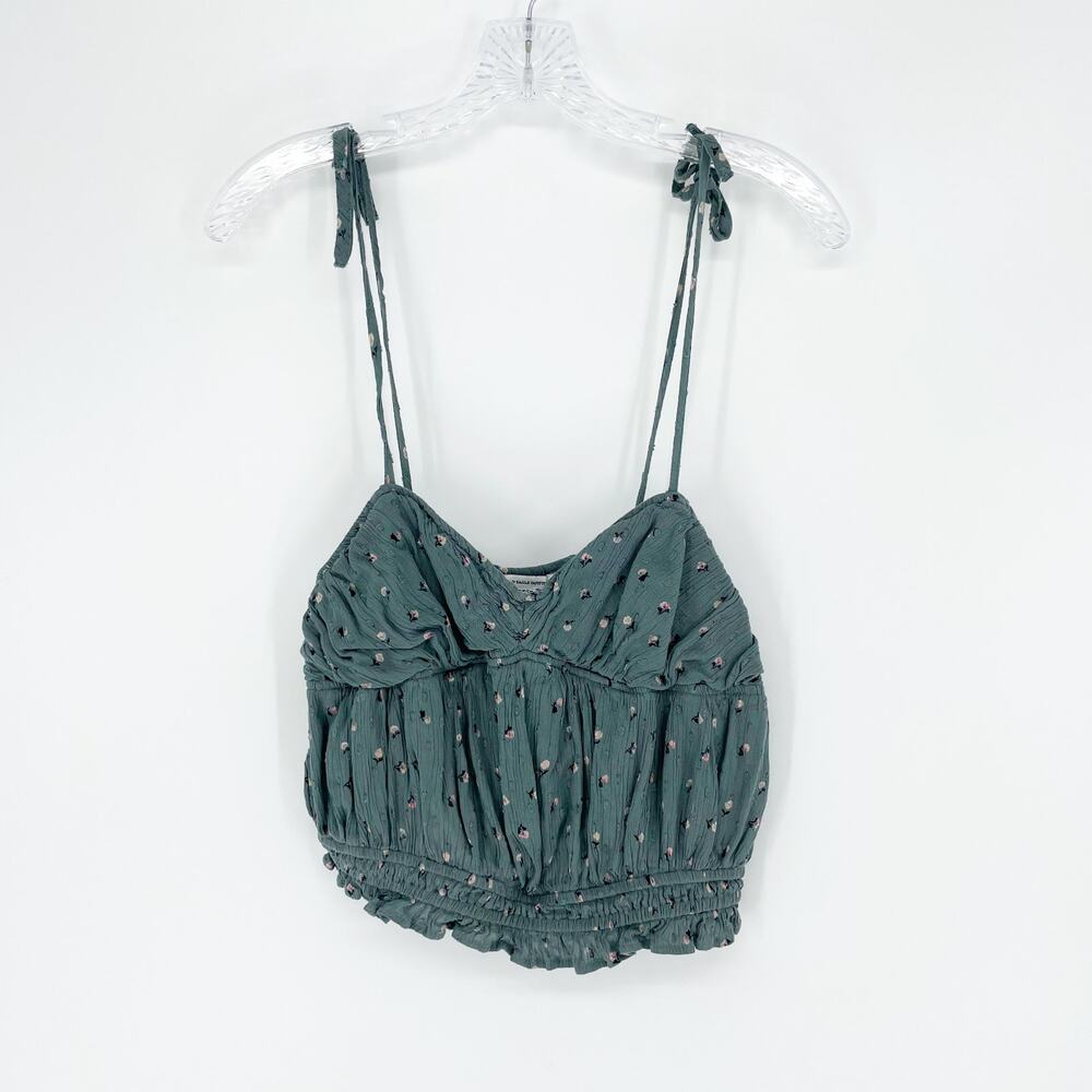 American Eagle Floral Tie-Shoulder Crop Top Size Small